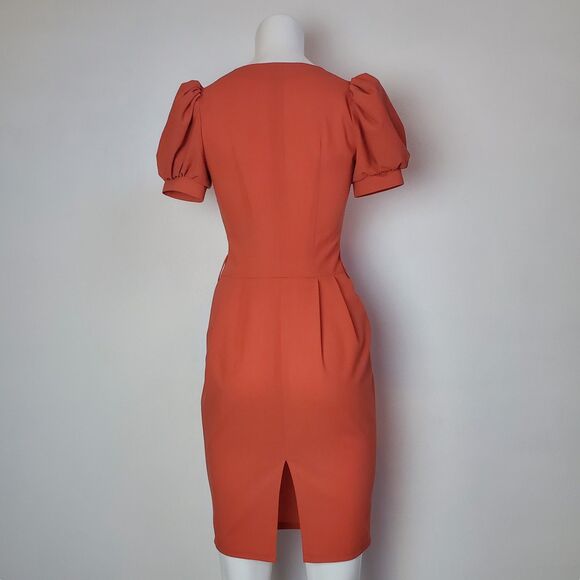 Vintage 80s Burnt Orange Pencil Dress - Picture 5 of 10